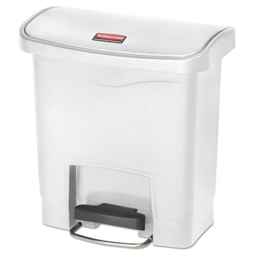 Rubbermaid® Commercial Slim Jim Resin Step-on Container, Front Step Style, 4 Gal, White freeshipping - TVN Wholesale
